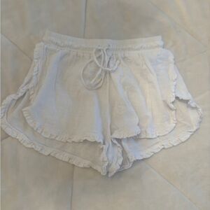 Women's Ruffled White Shorts